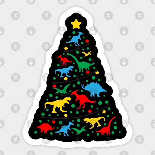 Funny Dinosaur Christmas Tree Xmas Lights Dinosaur Lover Matching Christmas Gift Sticker by BadDesignCo